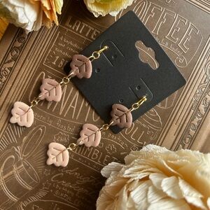 Handmade Elegant Leaf Drop Earrings polymer clay